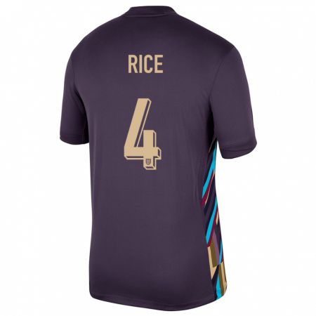 Kandiny Kinder England Declan Rice #4 Dunkle Rosine Auswärtstrikot Trikot 24-26 T-Shirt