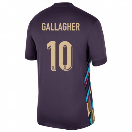 Kandiny Kinder England Conor Gallagher #10 Dunkle Rosine Auswärtstrikot Trikot 24-26 T-Shirt