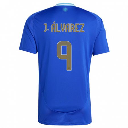 Kandiny Kinder Argentinien Julian Alvarez #9 Blau Auswärtstrikot Trikot 24-26 T-Shirt