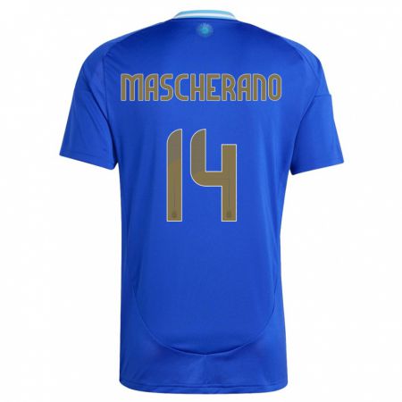 Kandiny Kinder Argentinien Javier Mascherano #14 Blau Auswärtstrikot Trikot 24-26 T-Shirt