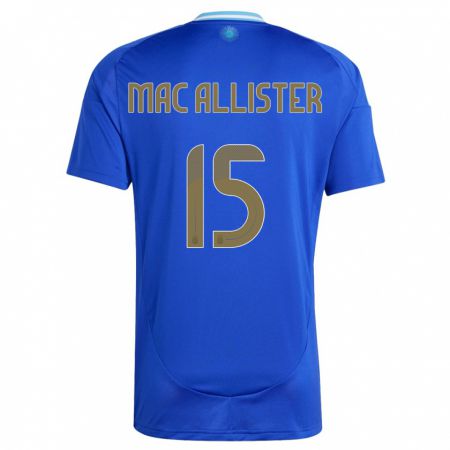 Kandiny Kinder Argentinien Alexis Mac Allister #15 Blau Auswärtstrikot Trikot 24-26 T-Shirt