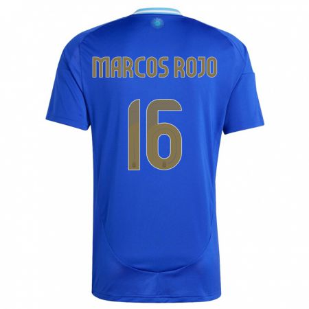 Kandiny Kinder Argentinien Marcos Rojo #16 Blau Auswärtstrikot Trikot 24-26 T-Shirt