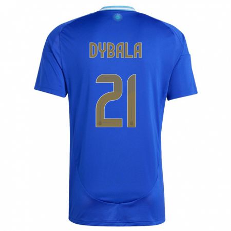 Kandiny Kinder Argentinien Paulo Dybala #21 Blau Auswärtstrikot Trikot 24-26 T-Shirt