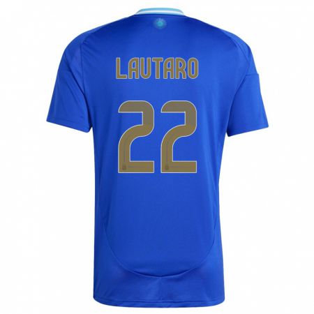 Kandiny Kinder Argentinien Lautaro Martinez #22 Blau Auswärtstrikot Trikot 24-26 T-Shirt