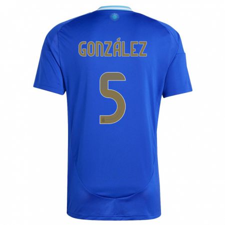 Kandiny Kinder Argentinien Maximiliano Gonzalez #5 Blau Auswärtstrikot Trikot 24-26 T-Shirt