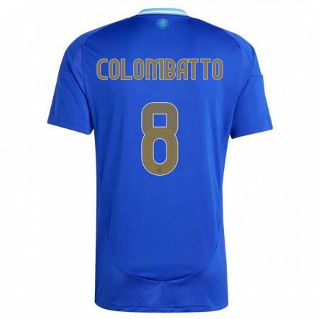 Kandiny Kinder Argentinien Santiago Colombatto #8 Blau Auswärtstrikot Trikot 24-26 T-Shirt