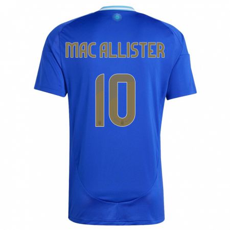 Kandiny Kinder Argentinien Alexis Mac Allister #10 Blau Auswärtstrikot Trikot 24-26 T-Shirt