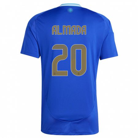 Kandiny Kinder Argentinien Thiago Almada #20 Blau Auswärtstrikot Trikot 24-26 T-Shirt
