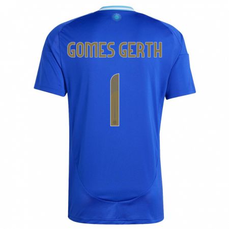 Kandiny Kinder Argentinien Federico Gomes Gerth #1 Blau Auswärtstrikot Trikot 24-26 T-Shirt