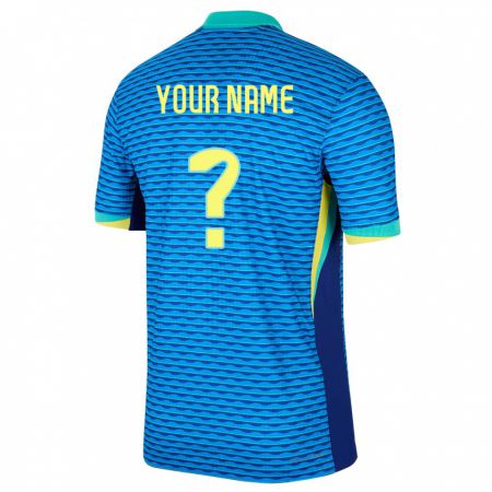 Kandiny Kinder Brasilien Ihren Namen #0 Blau Auswärtstrikot Trikot 24-26 T-Shirt