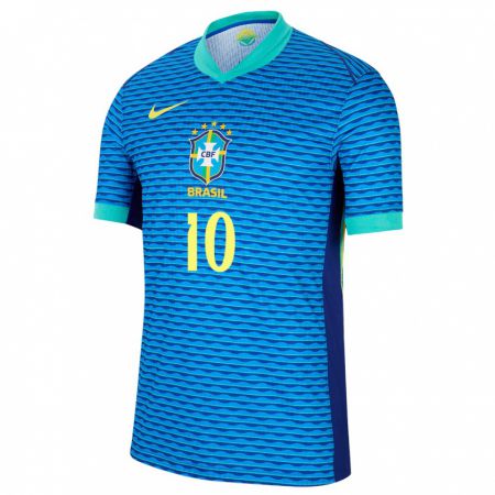 Kandiny Kinder Brasilien Jader #10 Blau Auswärtstrikot Trikot 24-26 T-Shirt