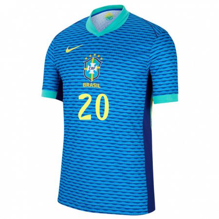 Kandiny Kinder Brasilien Dudu #20 Blau Auswärtstrikot Trikot 24-26 T-Shirt