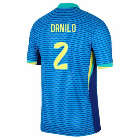 Kandiny Kinder Brasilien Danilo #2 Blau Auswärtstrikot Trikot 24-26 T-Shirt