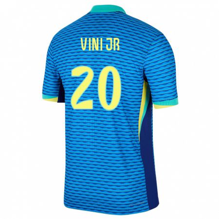 Kandiny Kinder Brasilien Vinicius Junior #20 Blau Auswärtstrikot Trikot 24-26 T-Shirt