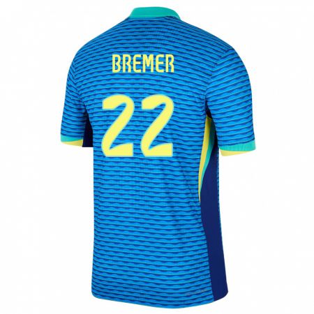 Kandiny Kinder Brasilien Bremer #22 Blau Auswärtstrikot Trikot 24-26 T-Shirt