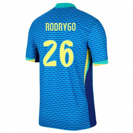 Kandiny Kinder Brasilien Rodrygo #26 Blau Auswärtstrikot Trikot 24-26 T-Shirt
