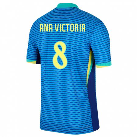 Kandiny Kinder Brasilien Ana Victoria #8 Blau Auswärtstrikot Trikot 24-26 T-Shirt