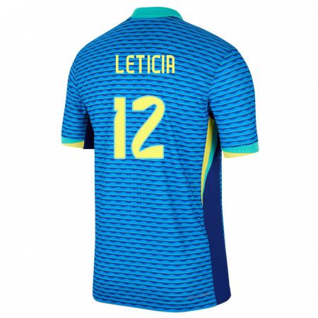 Kandiny Kinder Brasilien Leticia #12 Blau Auswärtstrikot Trikot 24-26 T-Shirt