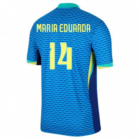 Kandiny Kinder Brasilien Maria Eduarda #14 Blau Auswärtstrikot Trikot 24-26 T-Shirt
