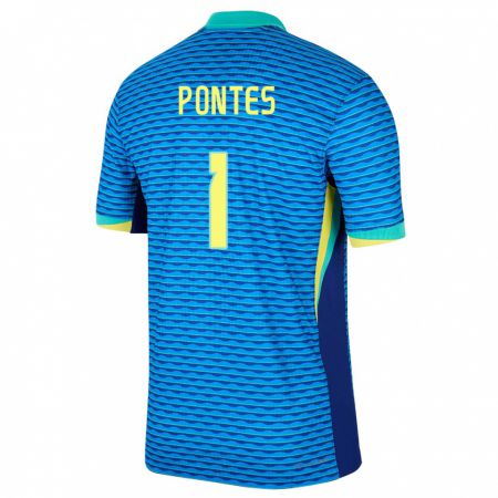 Kandiny Kinder Brasilien Mycael Pontes #1 Blau Auswärtstrikot Trikot 24-26 T-Shirt
