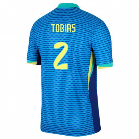 Kandiny Kinder Brasilien Vinicius Tobias #2 Blau Auswärtstrikot Trikot 24-26 T-Shirt
