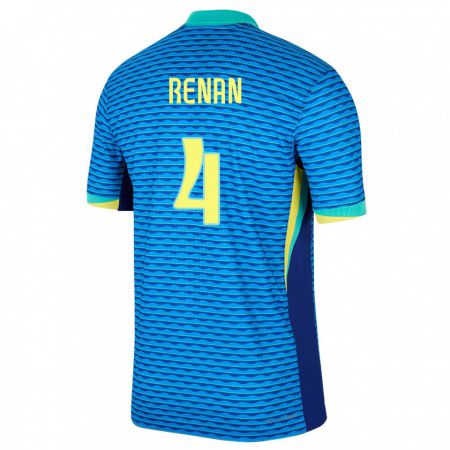 Kandiny Kinder Brasilien Robert Renan #4 Blau Auswärtstrikot Trikot 24-26 T-Shirt