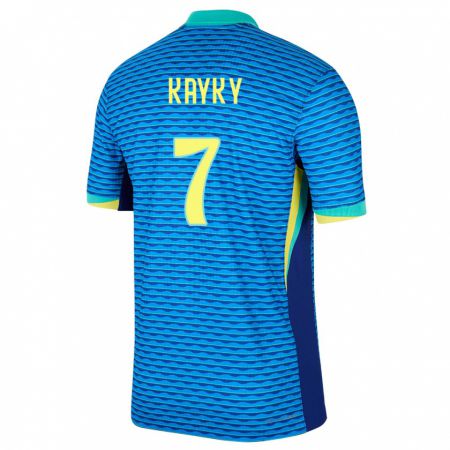 Kandiny Kinder Brasilien Kayky #7 Blau Auswärtstrikot Trikot 24-26 T-Shirt