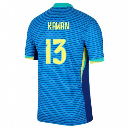 Kandiny Kinder Brasilien Lucas Kawan #13 Blau Auswärtstrikot Trikot 24-26 T-Shirt