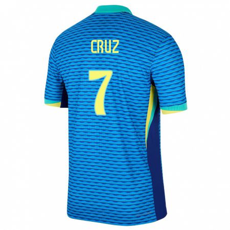 Kandiny Kinder Brasilien Joao Cruz #7 Blau Auswärtstrikot Trikot 24-26 T-Shirt
