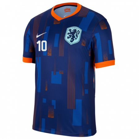 Kandiny Kinder Niederlande Lewis Schouten #10 Blau Auswärtstrikot Trikot 24-26 T-Shirt