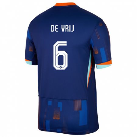 Kandiny Kinder Niederlande Stefan De Vrij #6 Blau Auswärtstrikot Trikot 24-26 T-Shirt