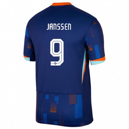 Kandiny Kinder Niederlande Vincent Janssen #9 Blau Auswärtstrikot Trikot 24-26 T-Shirt