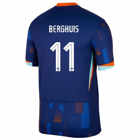 Kandiny Kinder Niederlande Steven Berghuis #11 Blau Auswärtstrikot Trikot 24-26 T-Shirt