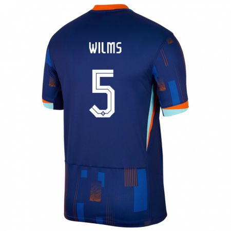 Kandiny Kinder Niederlande Lynn Wilms #5 Blau Auswärtstrikot Trikot 24-26 T-Shirt