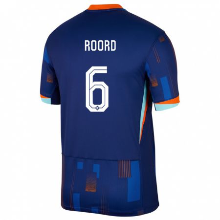 Kandiny Kinder Niederlande Jill Roord #6 Blau Auswärtstrikot Trikot 24-26 T-Shirt