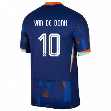 Kandiny Kinder Niederlande Danielle Van De Donk #10 Blau Auswärtstrikot Trikot 24-26 T-Shirt