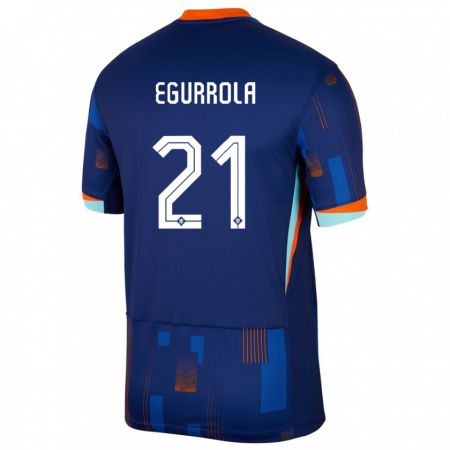 Kandiny Kinder Niederlande Damaris Egurrola #21 Blau Auswärtstrikot Trikot 24-26 T-Shirt