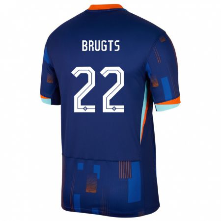 Kandiny Kinder Niederlande Esmee Brugts #22 Blau Auswärtstrikot Trikot 24-26 T-Shirt