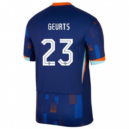 Kandiny Kinder Niederlande Loes Geurts #23 Blau Auswärtstrikot Trikot 24-26 T-Shirt