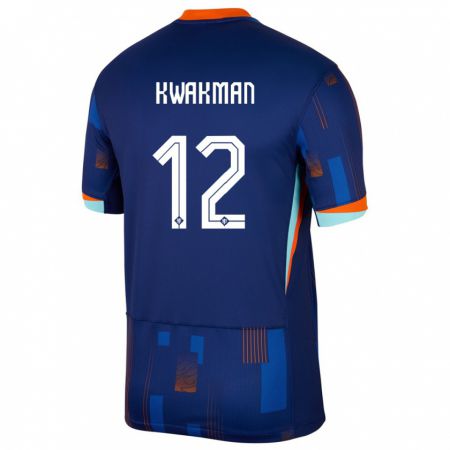 Kandiny Kinder Niederlande Dave Kwakman #12 Blau Auswärtstrikot Trikot 24-26 T-Shirt