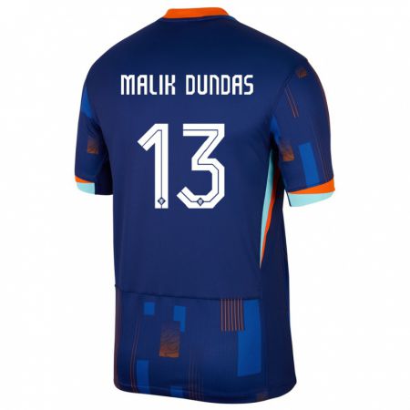 Kandiny Kinder Niederlande Noa Malik Dundas #13 Blau Auswärtstrikot Trikot 24-26 T-Shirt