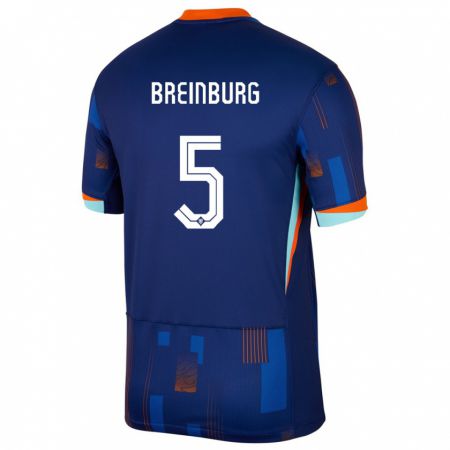 Kandiny Kinder Niederlande Rainey Breinburg #5 Blau Auswärtstrikot Trikot 24-26 T-Shirt