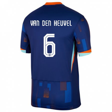 Kandiny Kinder Niederlande Tim Van Den Heuvel #6 Blau Auswärtstrikot Trikot 24-26 T-Shirt