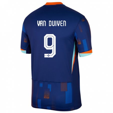 Kandiny Kinder Niederlande Jason Van Duiven #9 Blau Auswärtstrikot Trikot 24-26 T-Shirt