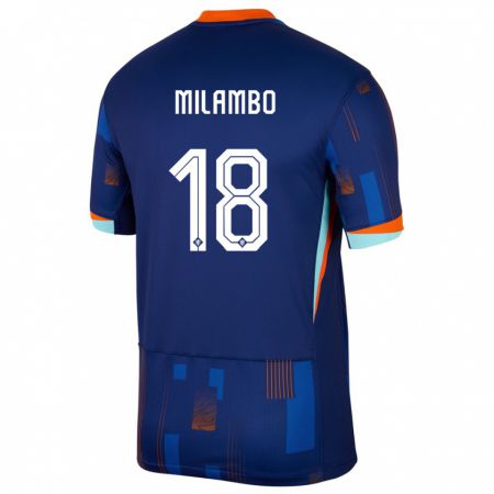 Kandiny Kinder Niederlande Antoni Milambo #18 Blau Auswärtstrikot Trikot 24-26 T-Shirt