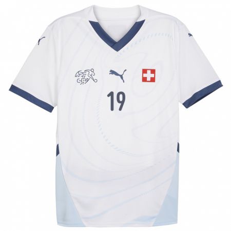 Kandiny Kinder Schweiz Eseosa Aigbogun #19 Weiß Auswärtstrikot Trikot 24-26 T-Shirt