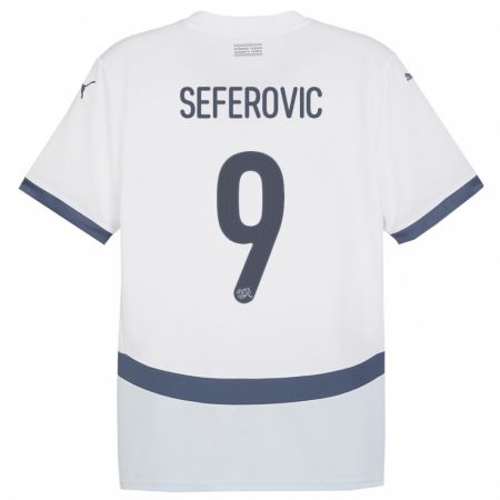 Kandiny Kinder Schweiz Haris Seferovic #9 Weiß Auswärtstrikot Trikot 24-26 T-Shirt