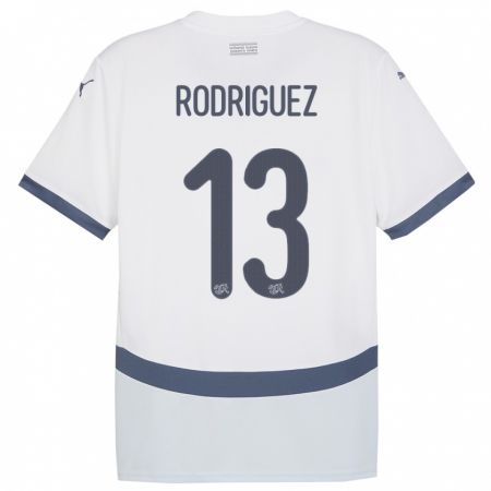 Kandiny Kinder Schweiz Ricardo Rodriguez #13 Weiß Auswärtstrikot Trikot 24-26 T-Shirt