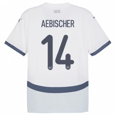 Kandiny Kinder Schweiz Michel Aebischer #14 Weiß Auswärtstrikot Trikot 24-26 T-Shirt