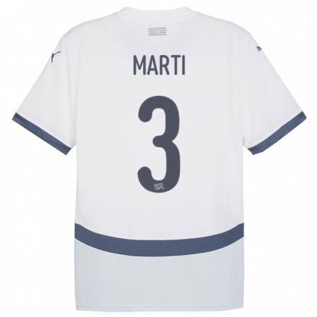 Kandiny Kinder Schweiz Lara Marti #3 Weiß Auswärtstrikot Trikot 24-26 T-Shirt